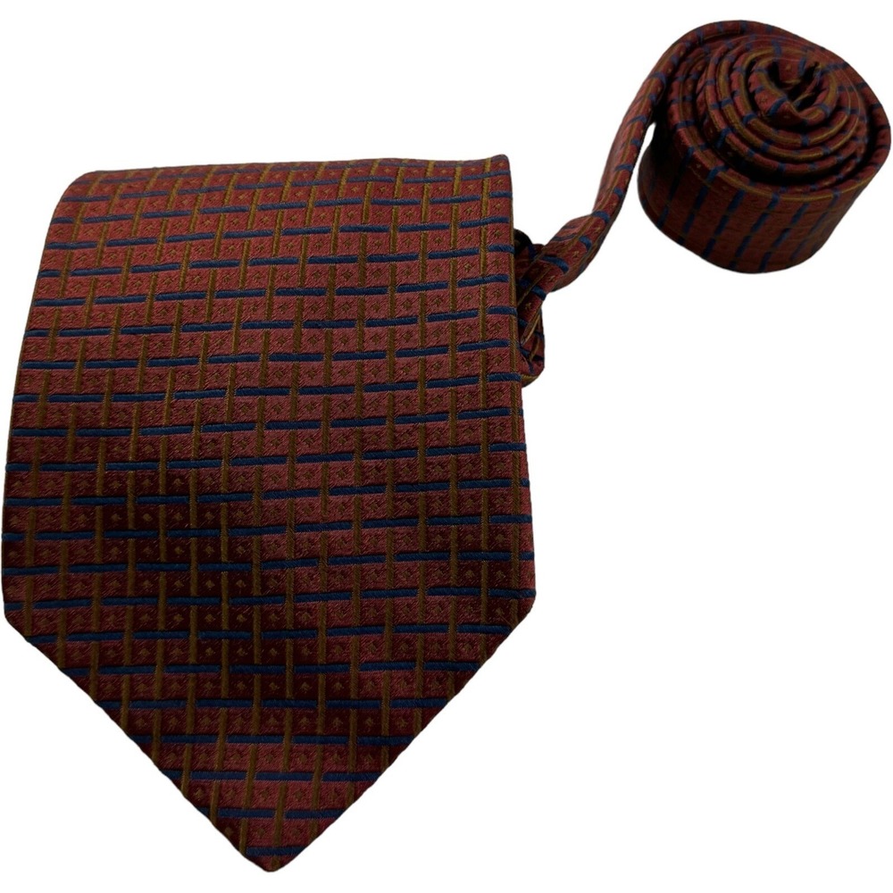IKE BEHAR Orange & Blue Pure Silk Neck Tie Mens Size 3.75"W 61"L
